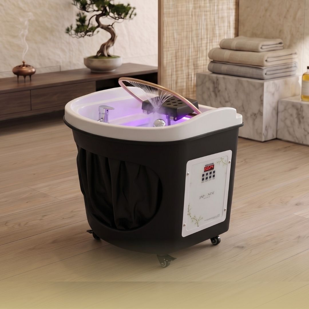B&W Japanese Head Spa Black Circle Hybrid Unit Plumbed (inc. Steamer, Steamer Hood & Water Heater)