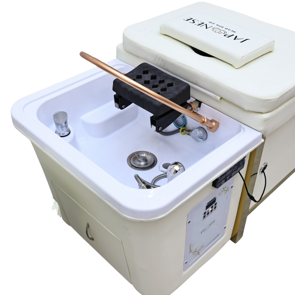 Japanese Head Spa Cream Full Bed Unit with Gold Frame- Non-Plumbed