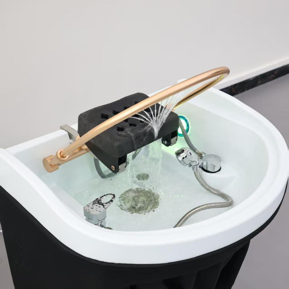 Japanese Head Spa Black Circle Hybrid Unit Plumbed (inc. Steamer, Steamer Hood & Water Heater)