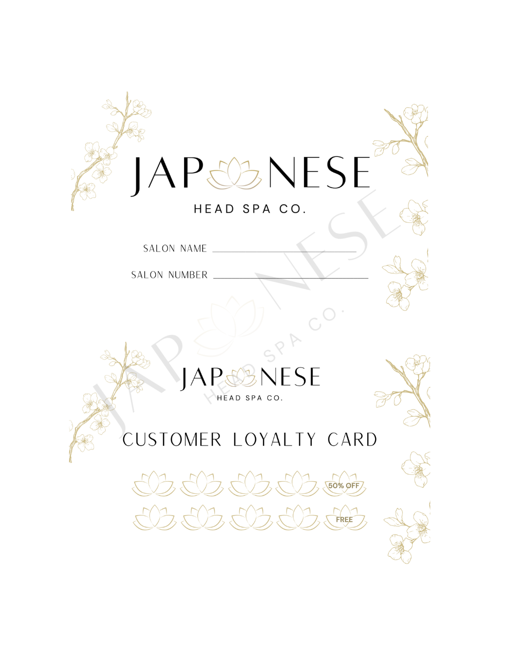 Japanese Head Spa Customer Loyalty Cards (Business Card Size)