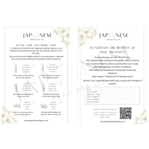 Japanese Head Spa Aftercare Leaflet