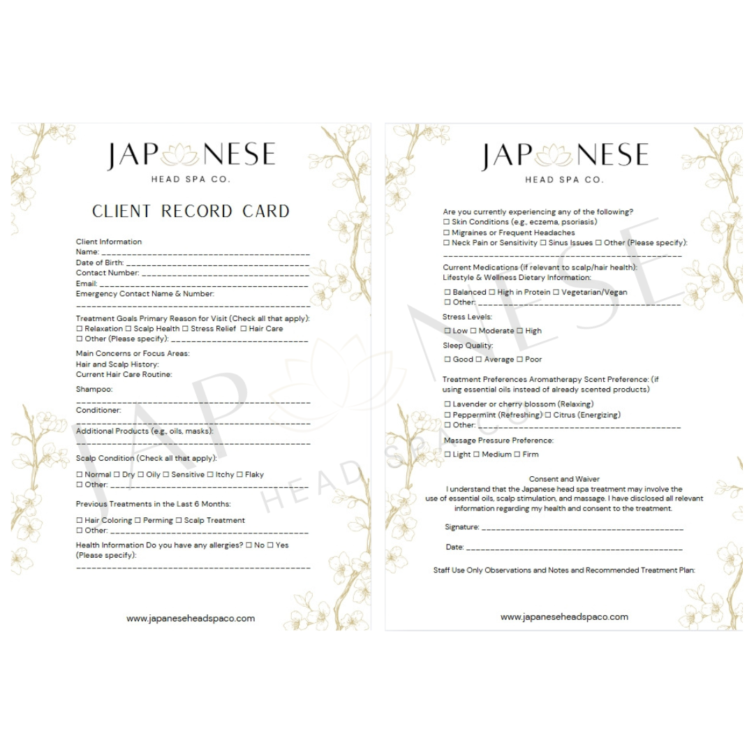 Japanese Head Spa Client Consultation Form