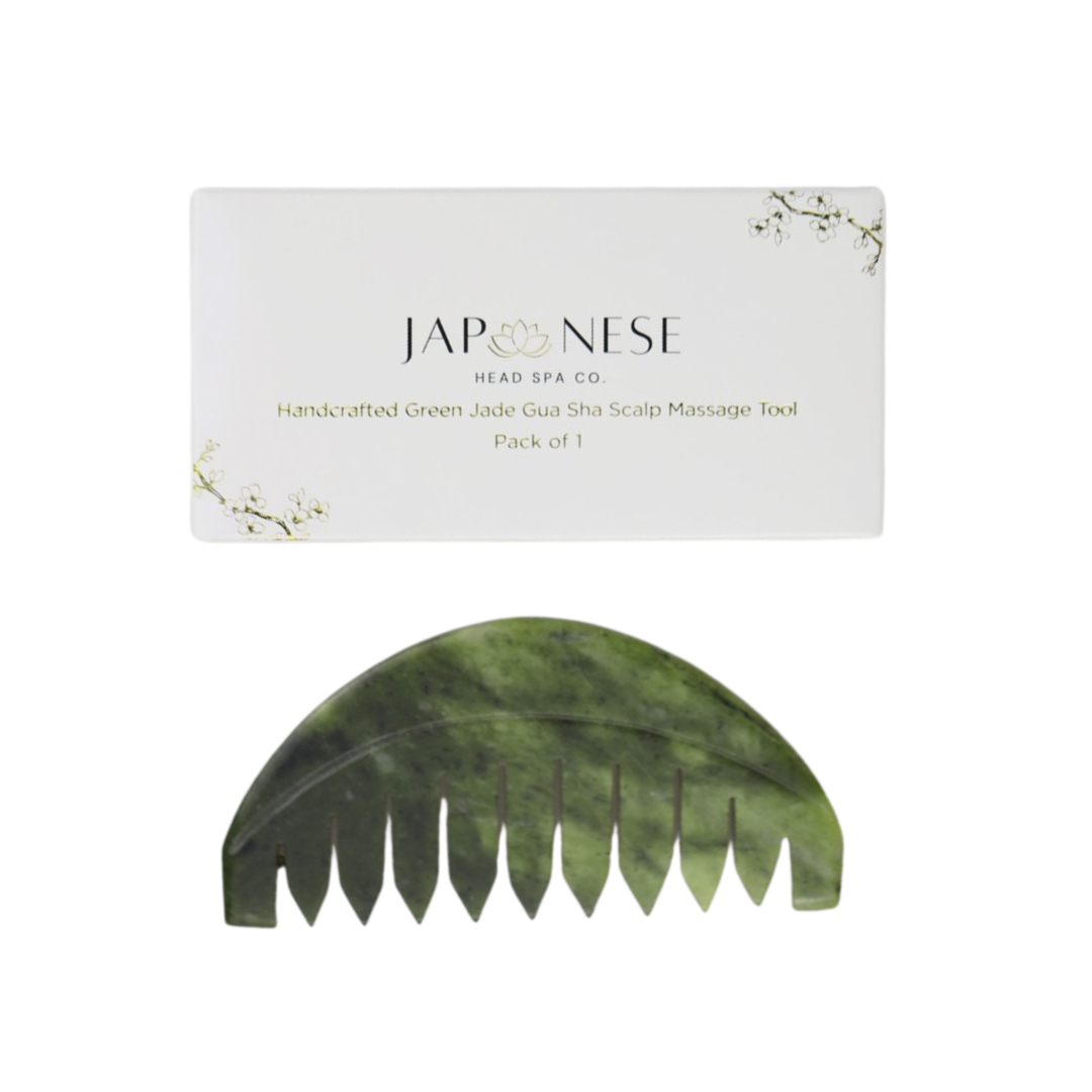 jade stone comb GREEN JADE GUA SHA SCALP MASSAGE TOOL