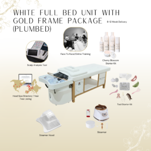 White Full Bed Unit with Gold Frame- Plumbed with Face-To-Face Training | Show Offer