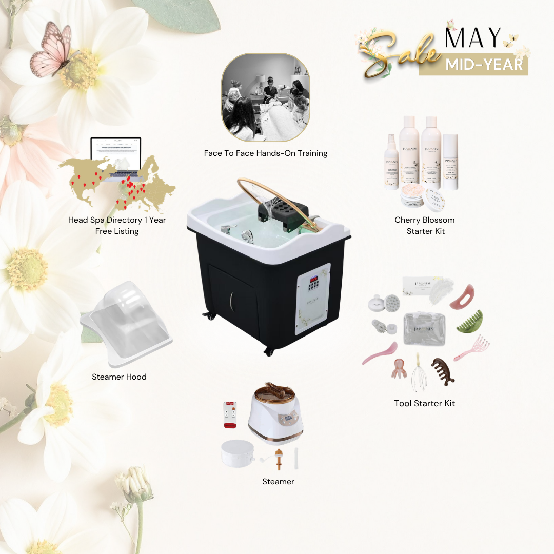 180 MAY SALE: Black Hybrid Rectangle Japanese Head Spa Unit Package with Face-To-Face Training
