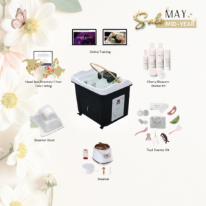 MAY SALE: Black Hybrid Rectangle Japanese Head Spa Unit Package with Online Training