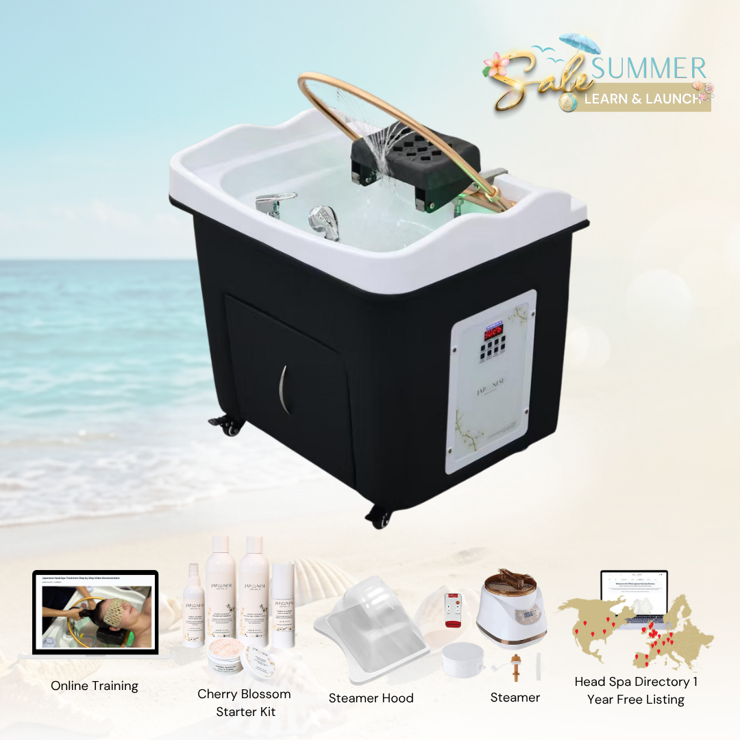 SUMMER SALE: Black Hybrid Rectangle Japanese Head Spa Unit Package with Online Training