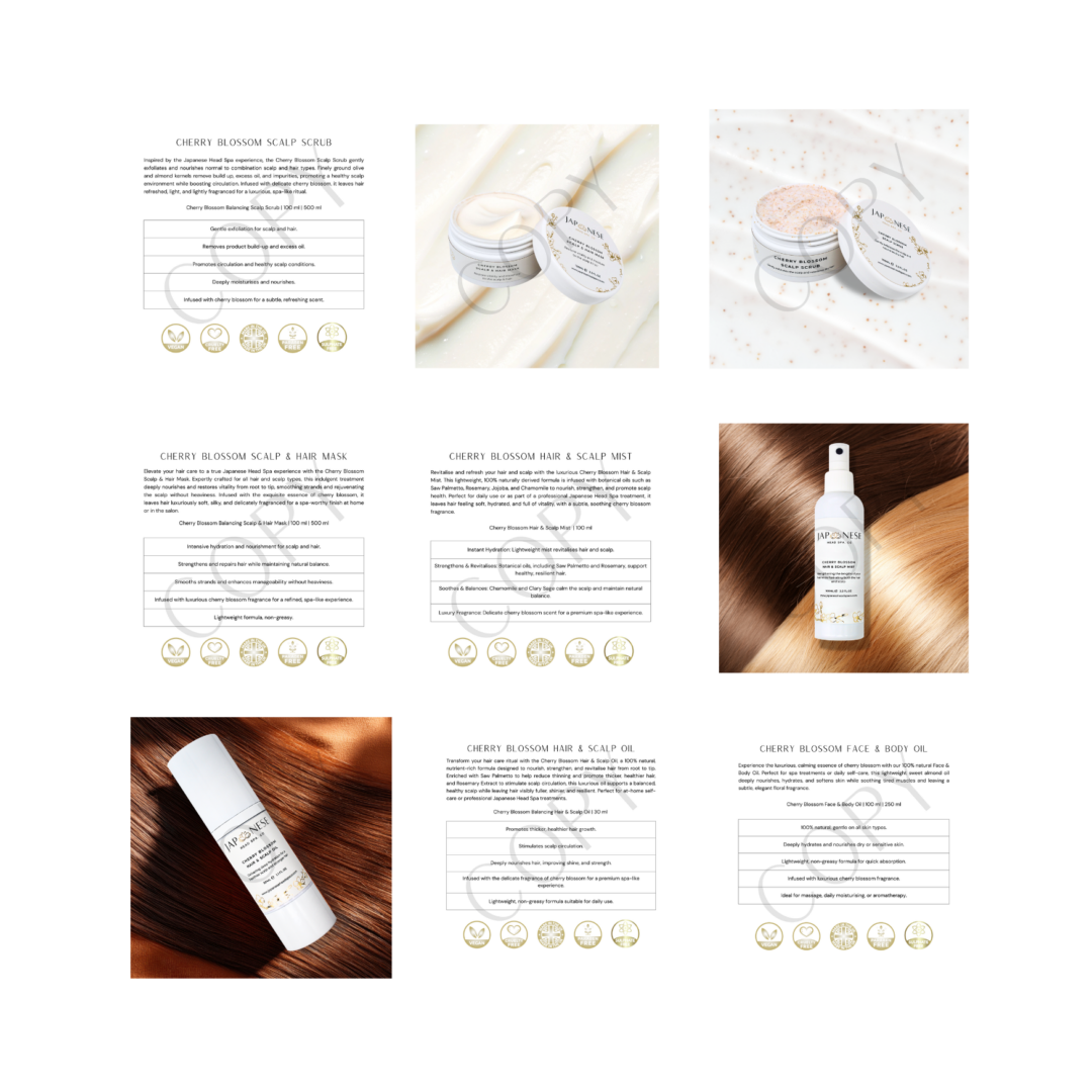 32 Japanese Head Spa Cherry Blossom Range Product Booklet 10PK