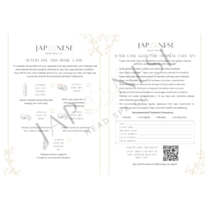 Japanese Foot Spa Aftercare Leaflet